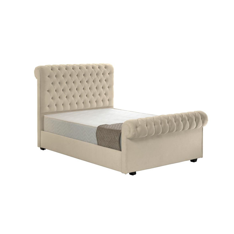 Payton Upholstered Bed, Cream, Double (4'6)
