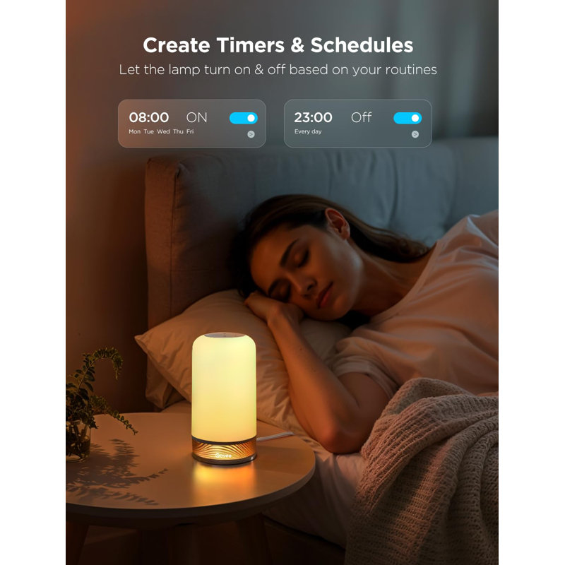 Smart Table Lamp 2, Touch Bedside Small Table Lamp Work With Matter, Alexa, LED Desk Lamp With 64 Scene Modes, Color Changing Lamp For Bedroom Living Room Dimmable Night Light(Corded)