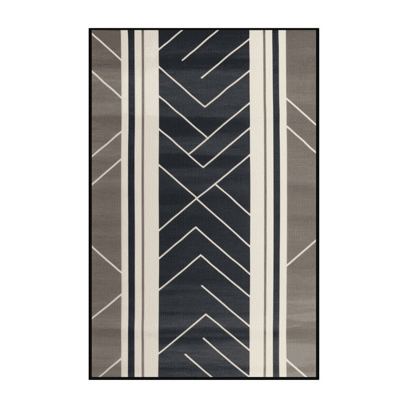  Tapis lavable rayé gris ardoise perlé, Rectangulaire 8 pi x 10 pi