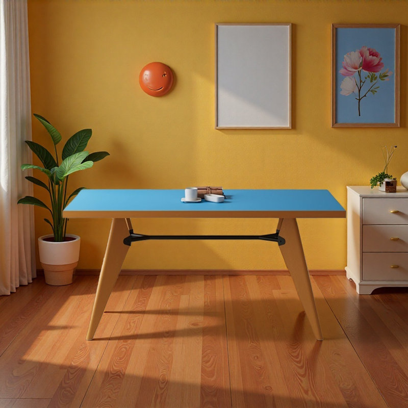 Bureau d'écriture multifonctionnel bleu vif et brun, H 29,52 po x l 62,99 po x P 31,49 po