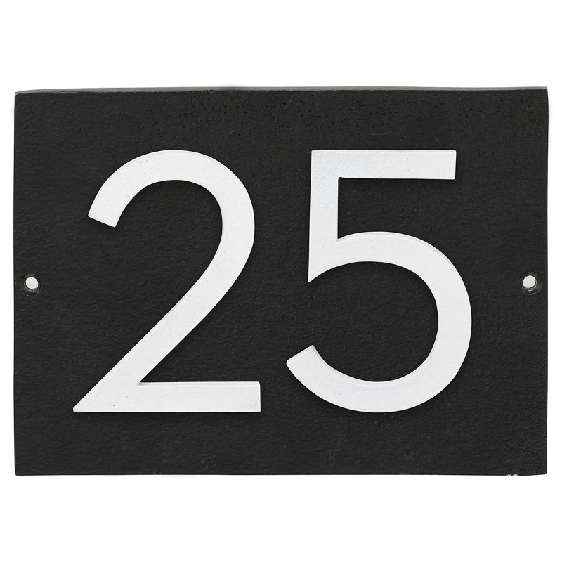 Plaque d’adresse murale sur 1 ligne flottante, Noir, Blanc, Oui