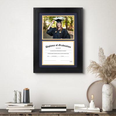 14x20 Black Wood Diploma Frame with 2-Opening for 8.5x11 Certificates or Photos