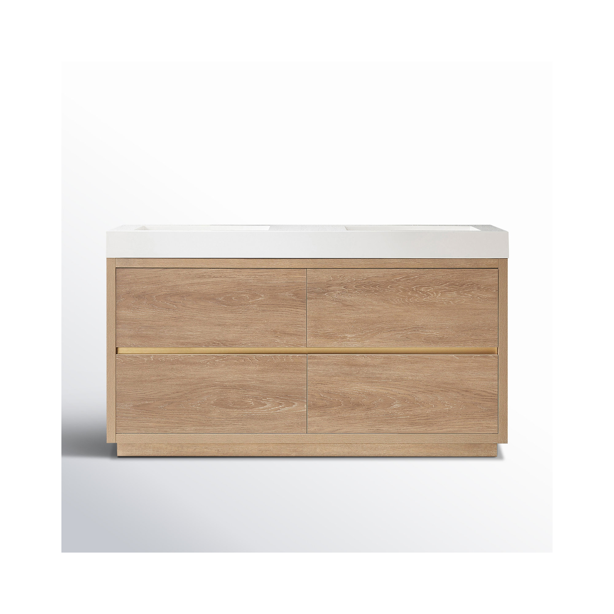 Beira 59.8'' Double Bathroom Vanity, North American Oak, White