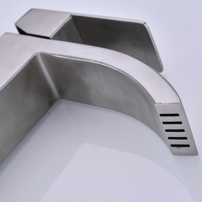 Robinet de lavabo de salle de bain avec douchette de style cascade, commande à poignée simple, joint de bonde escamotable, nickel brossé et bonde anti-corrosion, fabrication en acier inoxydable, écoulement stable, bricolage
