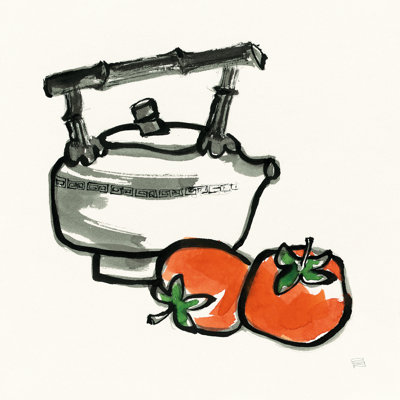 Tea And Persimmons by Chris Paschke - Wrapped Canvas Painting