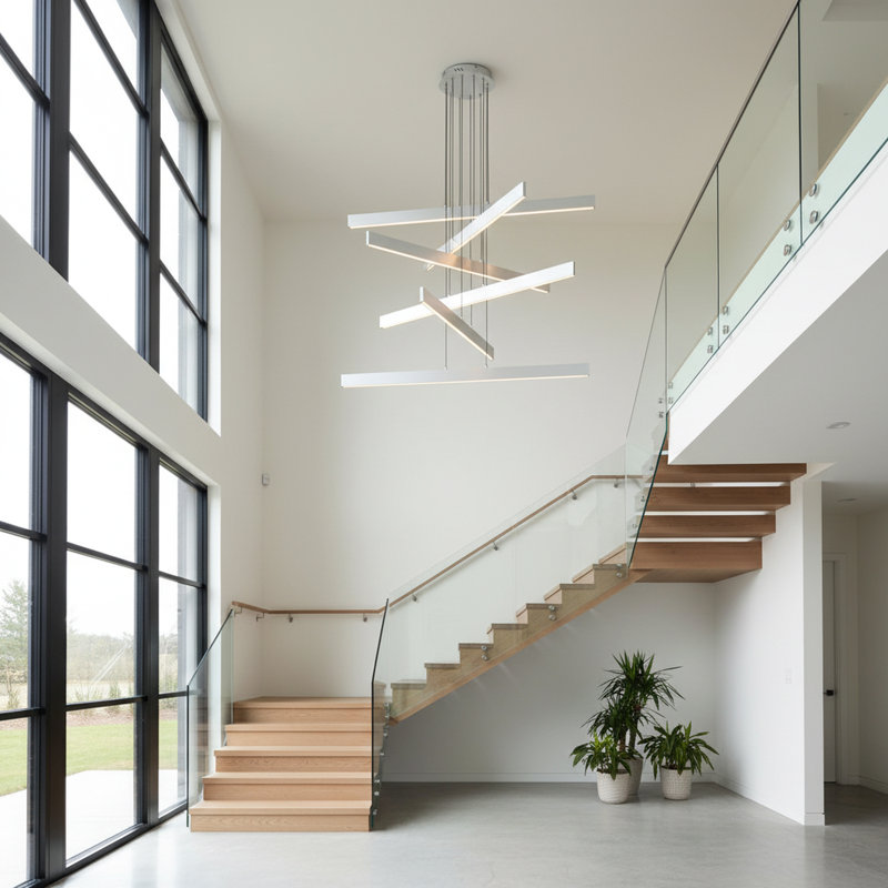 Éclairage d'escalier de 43,7 pouces à DEL, Argent, 8500 lumens, 6