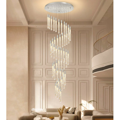 High Ceiling Crystal Staircase Chandelier