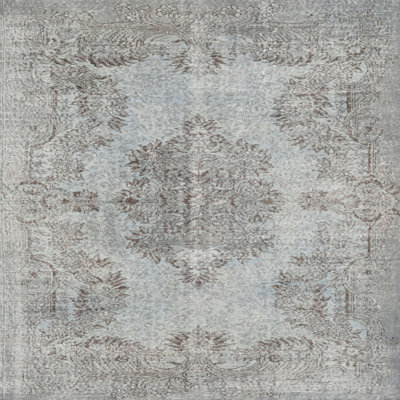 Tapis décoratif gris en laine oriental