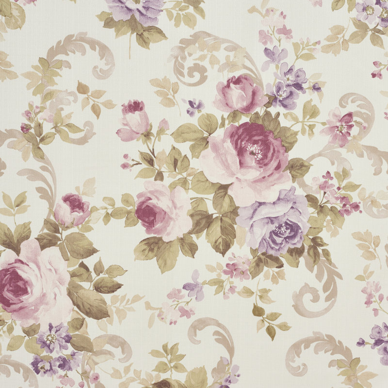 Chambord Floral Lavender and Taupe Polyester Window Valance