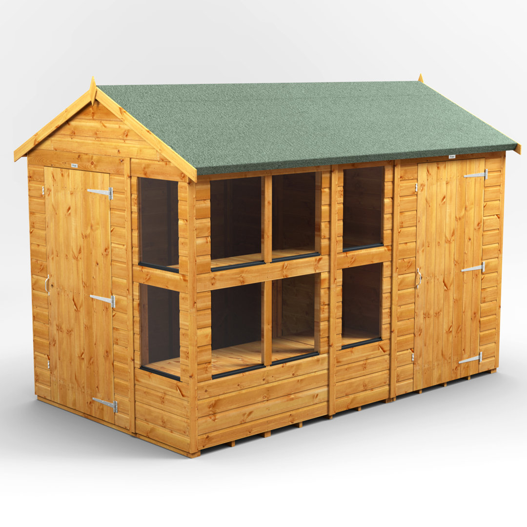 Powersheds 10 x 6ft Timber Tongue & Groove Apex Potting Shed Combi (includes 4ft Side Store)