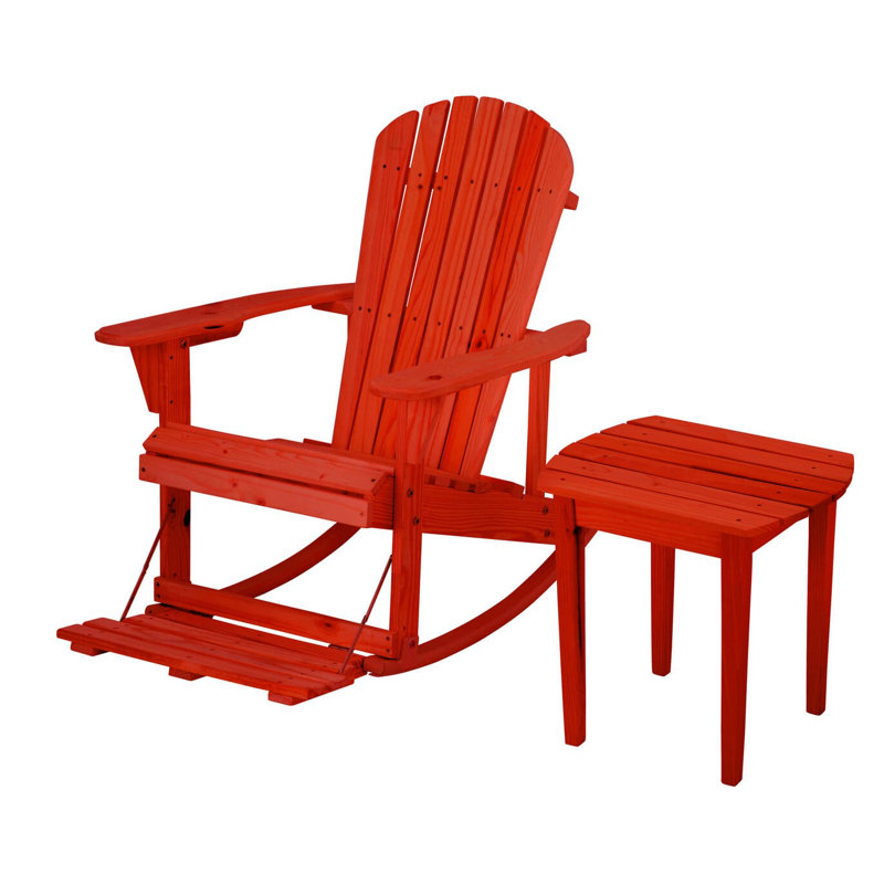 Chaise d'extérieur en bois massif à bascule Boneau, Rouge