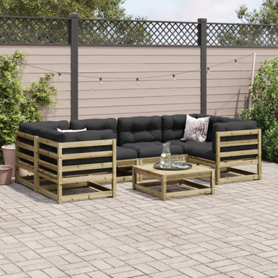 Brayden Studio 7 Piece Garden Sofa Set Solid Wood Pine