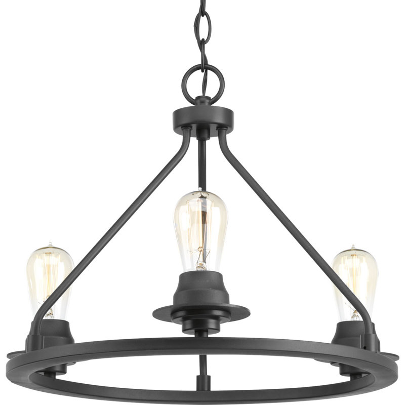 Miesha 3 - Light Dimmable Wagon Wheel Chandelier, Graphite