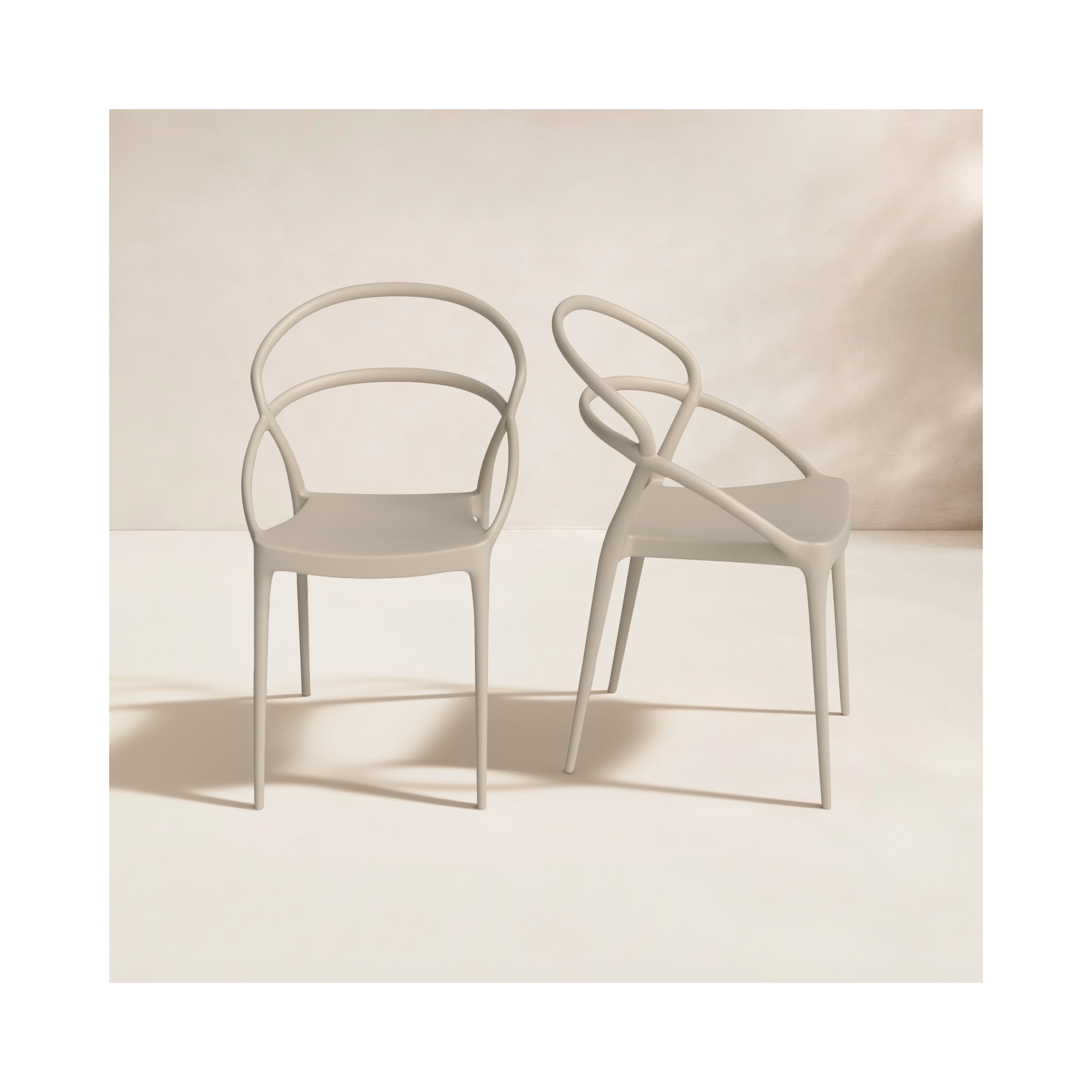 Grover Stacking Patio Dining Armchair, Taupe