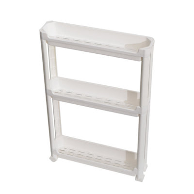 Étagère de rangement étroite pour porte de salle de bain, chariot de plancher de calibre étroit, organisateur de trou de salle de bain, solution de rangement propre pour l'entrée de la toilette.