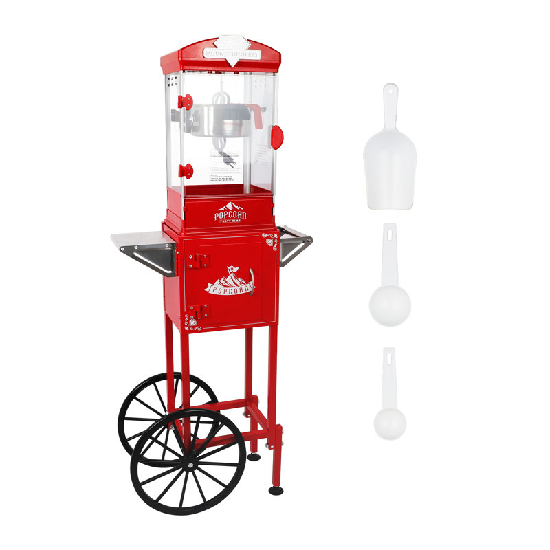Machine à maïs soufflé 10 oz avec chariot - Fonctionnement à une touche pour le cinéma maison, Rouge