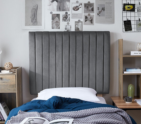 Tête de lit à dortoir Tavira Allure® College avec pieds - panneau classique, Velvety Charcoal Grey