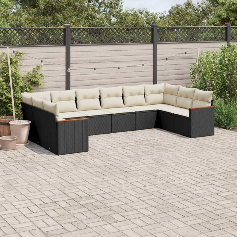 Ensemble de canapé de jardin Vidaxl noir, blanc crème