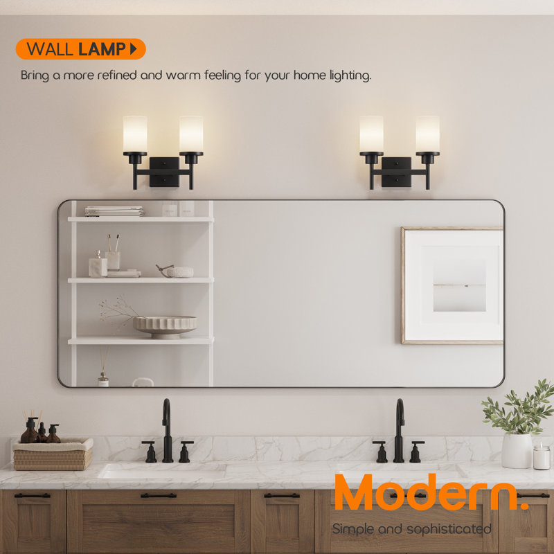 2-Light Bathroom Vanity Lighting, Matte Black