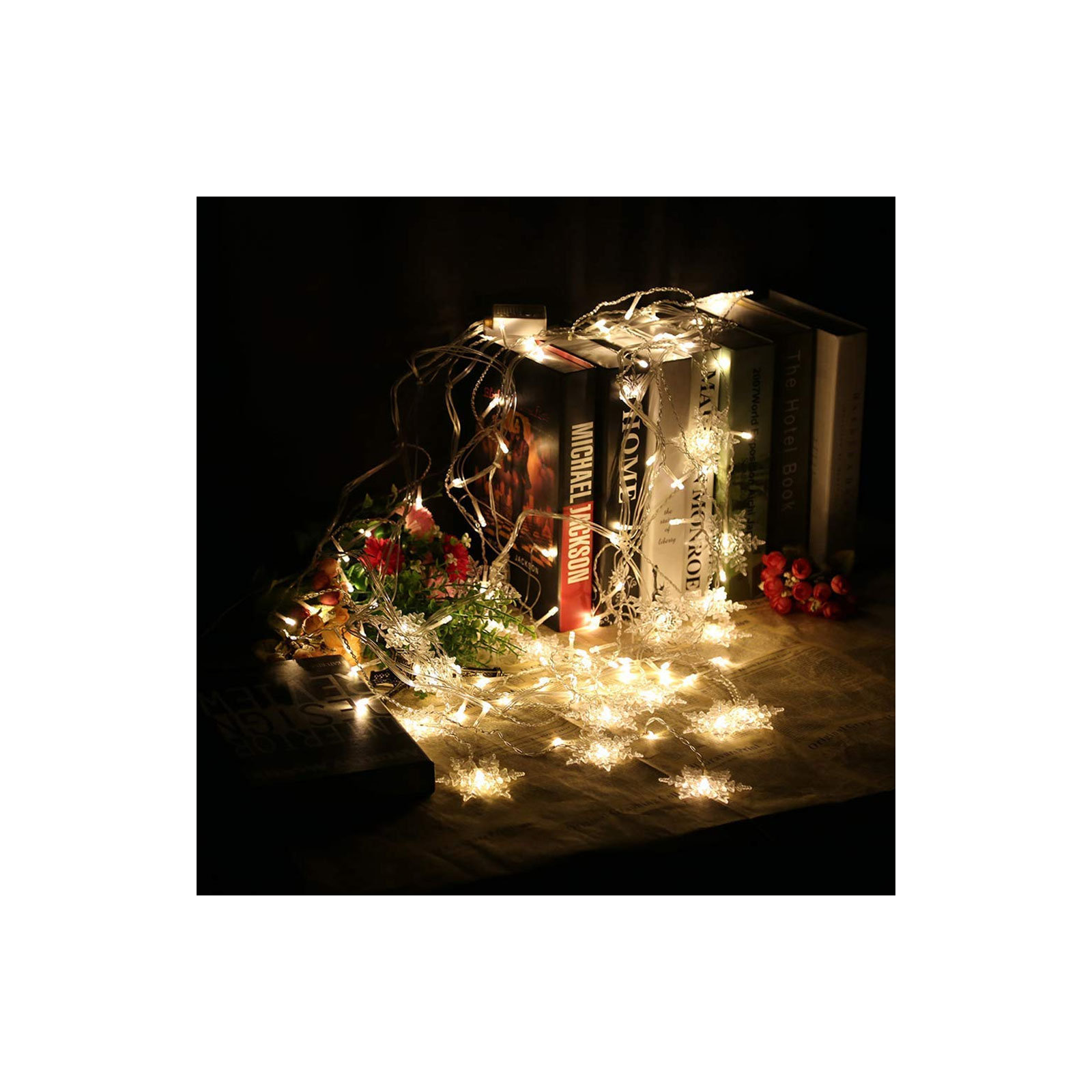 11.5FT 96LED Snowflake String Lights, Warm