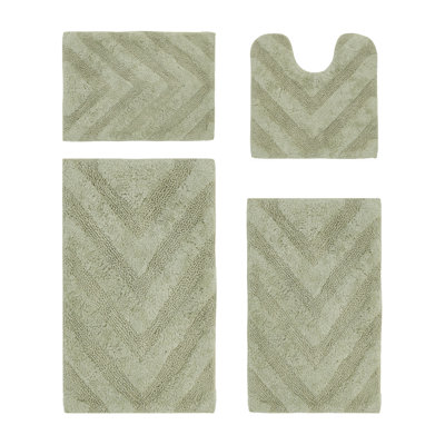 Ensemble de tapis pour salle de bain touffeté à 100% coton 2370 g / m² Hugo avec envers en latex anti-dérapant, certifié OEKO-TEX®, super absorbant et lavable à la machine, sauge
