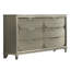 Commode large 6 tiroirs Zema, bois massif argenté avec détails en acrylique