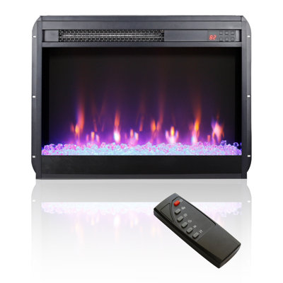 Foyer électrique encastrable 23 po avec cristal, flamme réaliste et minuterie à distance 23 po