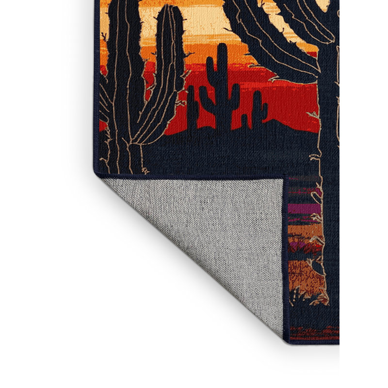 Machine Washable Botanical Purple Area Rug, Square 7'
