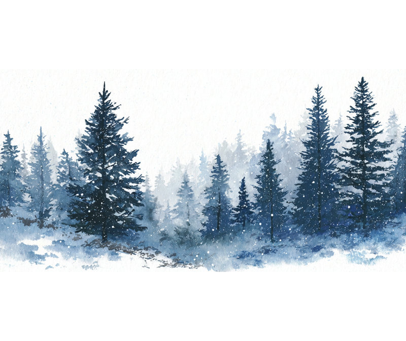 Art mural sur toile Misty Blue Pines, H 24 po x l 48 po