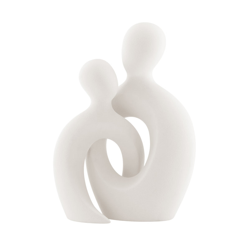 Hans Cream Abstract Intersecting Circle Couple Matte Ceramic Sculpture