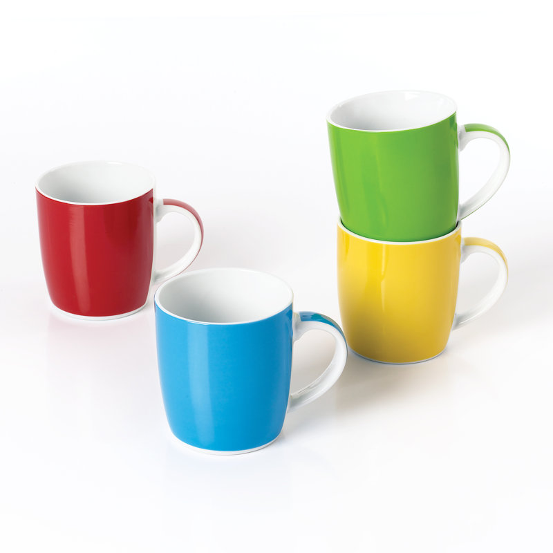 Waterside 4 Pack Multi Colour Band Porcelain Mug Set
