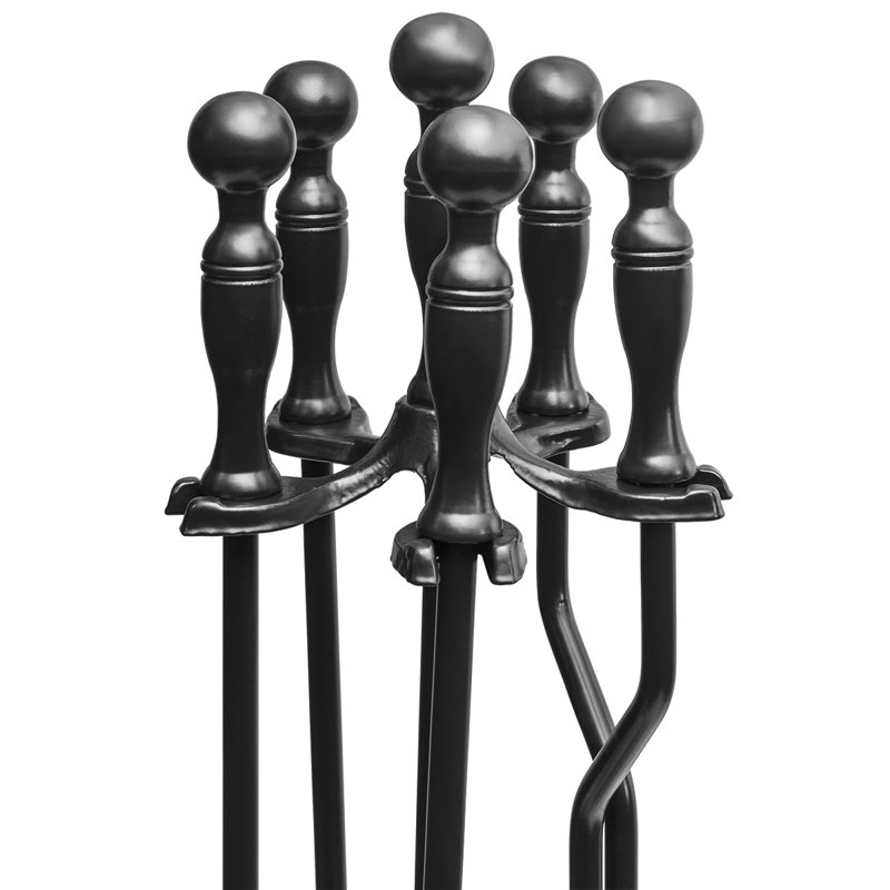 Ensemble d'outils de foyer en fer 5 pièces Terrence, Noir