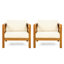Fauteuil club d'extérieur en bois d'acacia avec coussins (ensemble de 2), ensemble conversation, finition teck, coussin beige-1063533712-1063533715