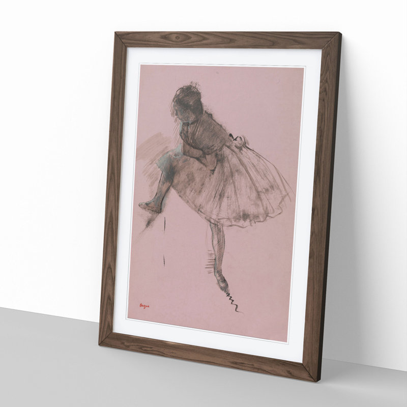 Study of a Ballet Ballerina Dancer Vol.1 by Edgar Degas - Framed Print, 65cm H x 48cm W x 2cm D, Walnut Framed