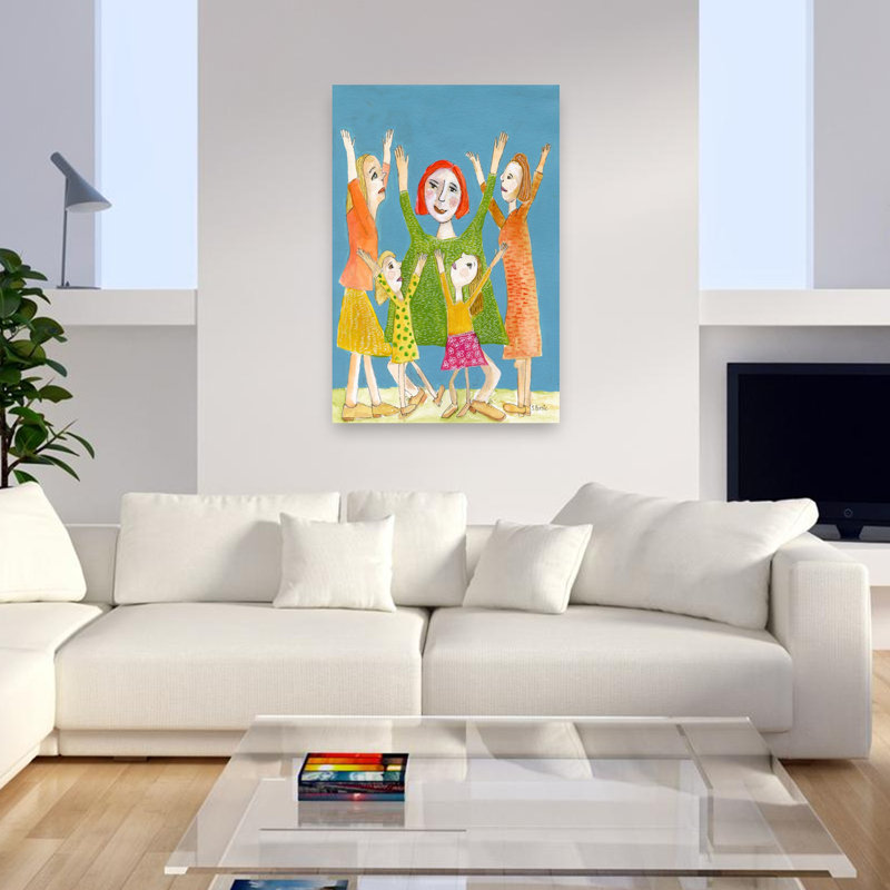 Joyful Women Together Contemporary, art mural, 48" H x 32" W