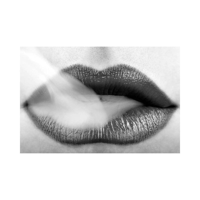Black Lipstick And Blowing Smoke - Print on Canvas, Wrapped Canvas, 66.04cm H x 101.6cm W x 1.91cm D
