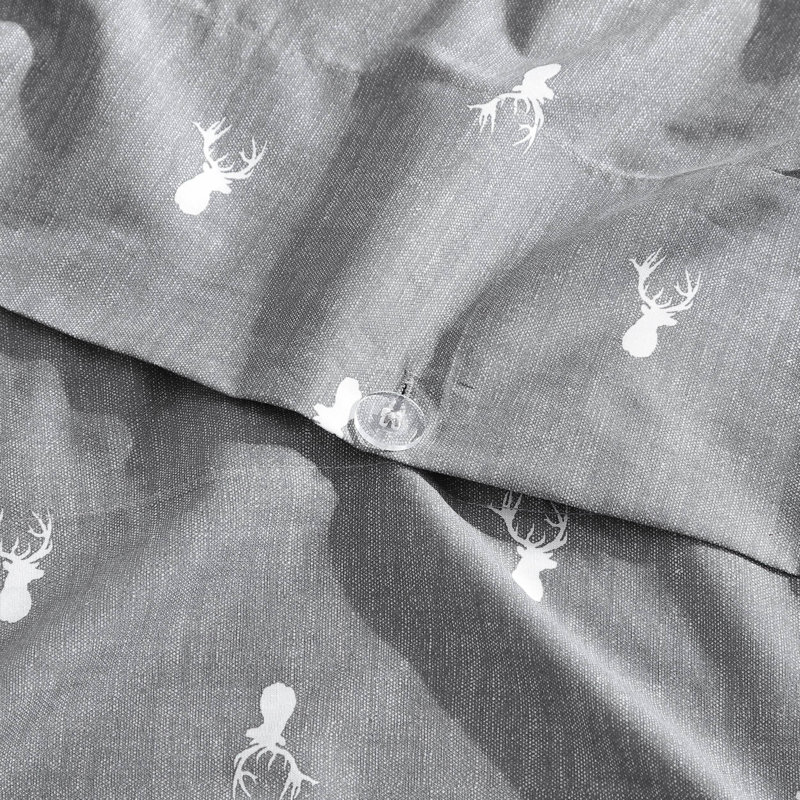 Queen Gray and Red Plaid Cotton Duvet Cover Set