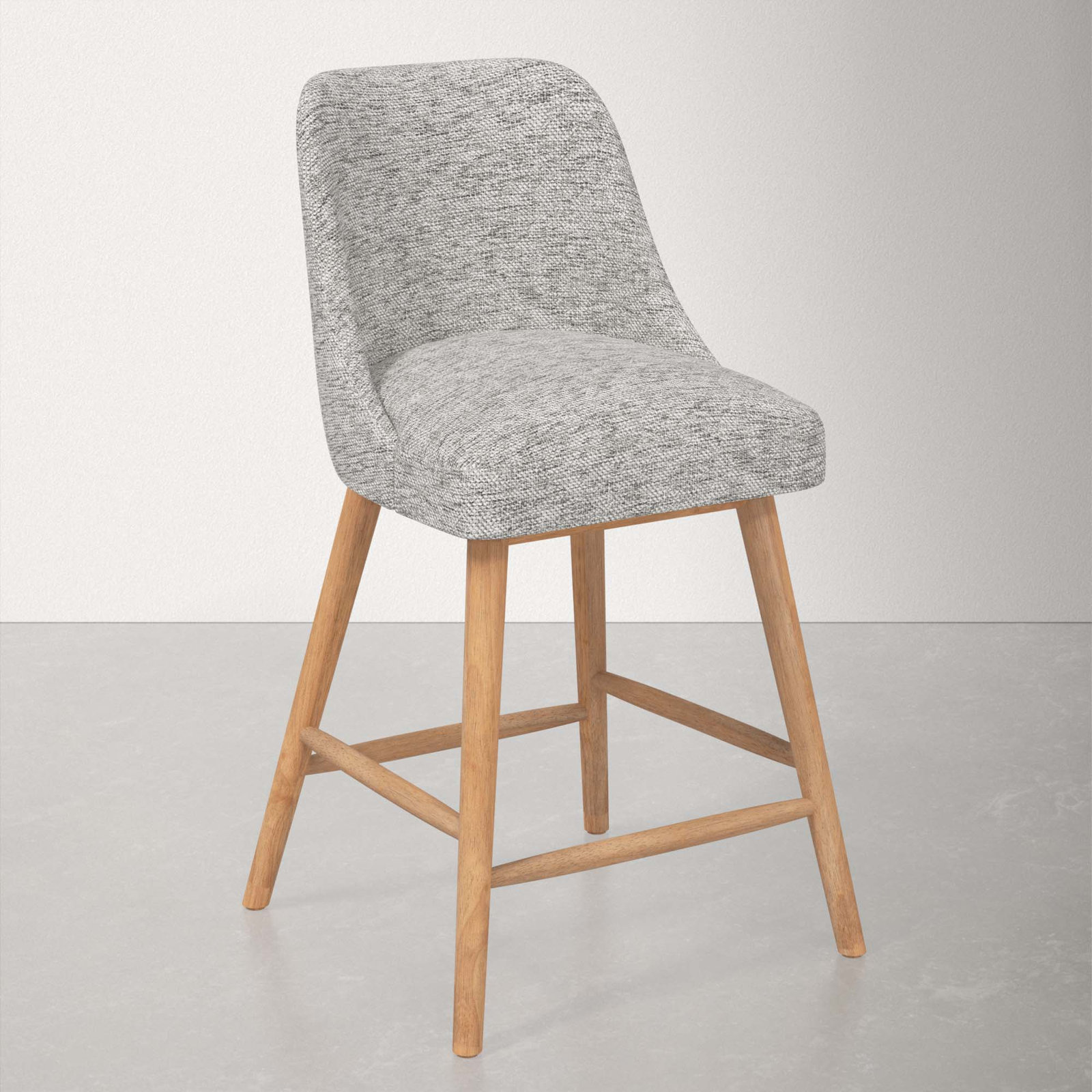 Gallie Stool, Natural Wood, Counter Stool (27" Seat Height), Milsap Spray Sustain® Tweed