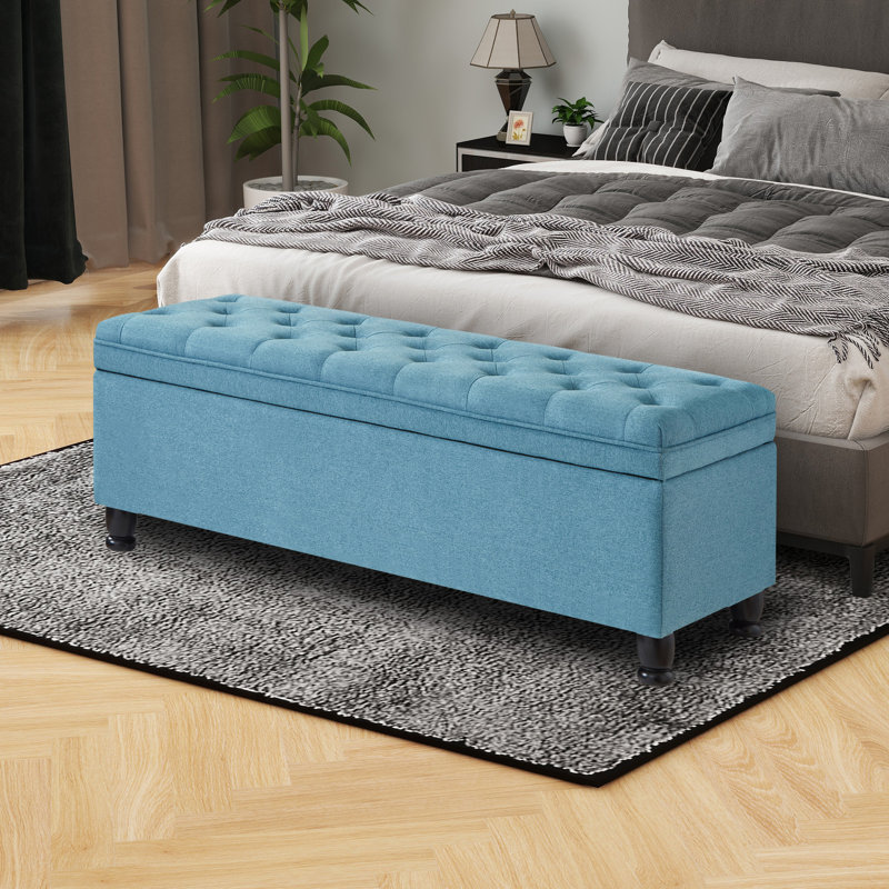 Banc de rangement en polyester Arnika, Bleu clair