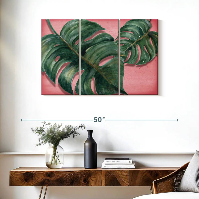 Harnek Bright Monstera Leaves, 24" H x 38" W