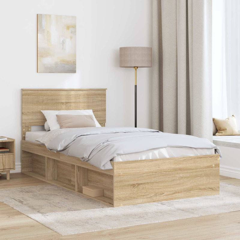 Solid Wood Bed, 100 x 200cm, Sonoma