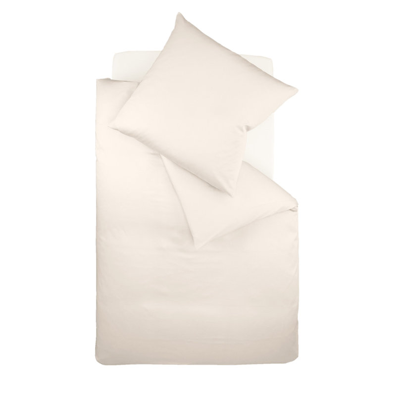 Cotton Solid Colour Duvet Cover Set with Pillow Shams, 155 x 220 cm + 80 x 80 cm, Cream