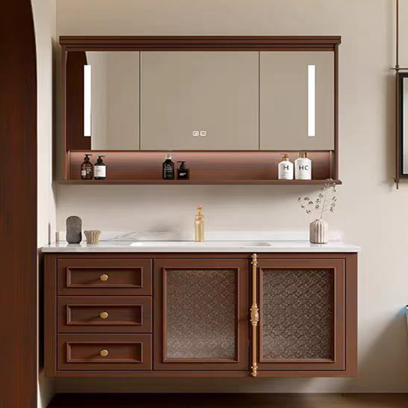 Armoire de salle de bain à la française, H 19,69 po x l 59,06 po x P 19,69 po, Brun