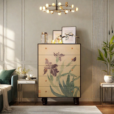 Armoire de rangement décorative en bois massif