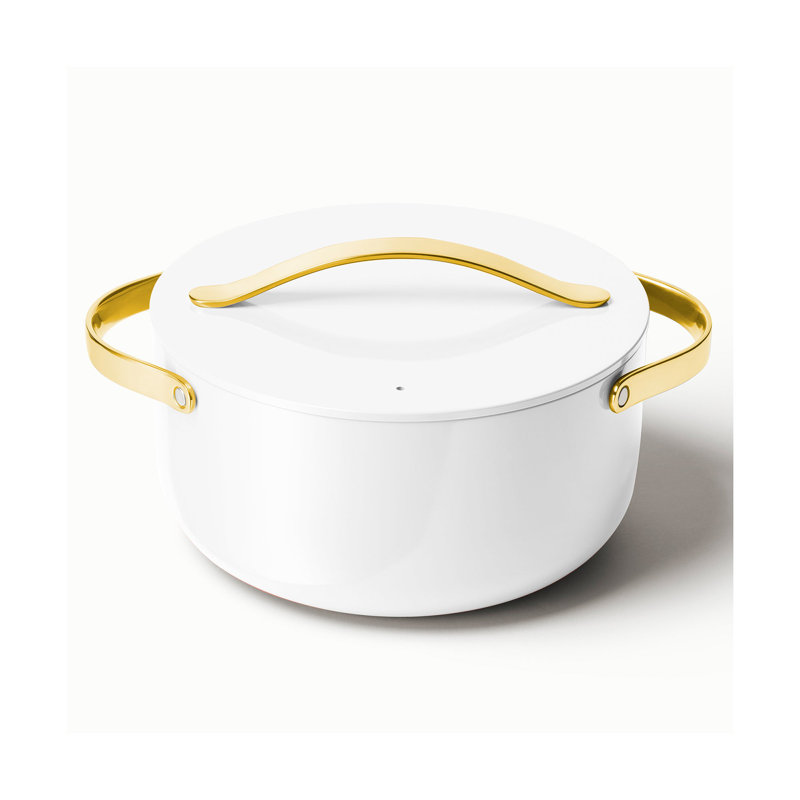 Caraway 6.5qt Iconics Nonstick Ceramic Dutch Oven, Black/Gold, White/Gold