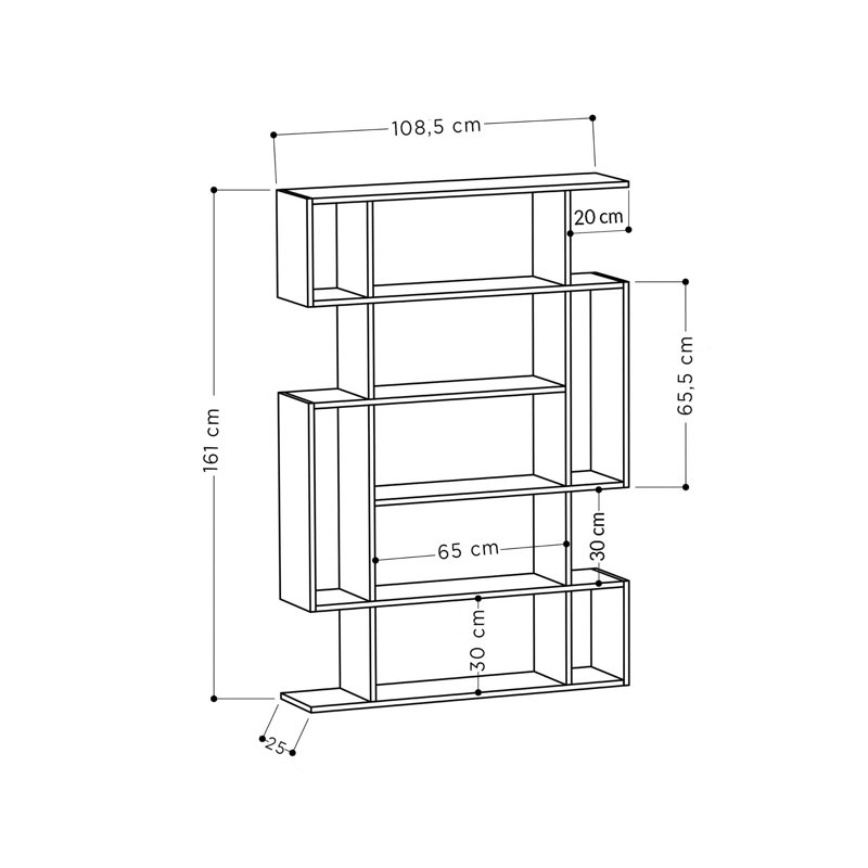Bibliothèque moderne blanche, panneau de particules 100% mélaminé, 43,3 x 63,4 x 10,0 pouces | Support mural, tablettes multiples, capacité de poids de 55 lb | Conception élégante pour solution de rangement pour la maison ou le bureau