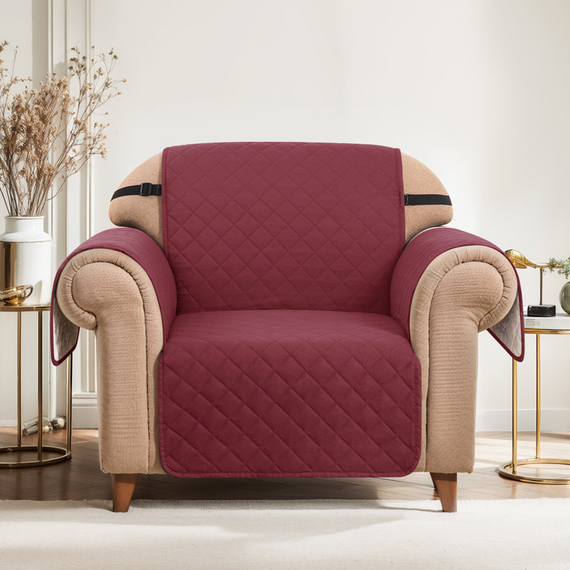 Housse de fauteuil pour 1 canapé, housse de canapé antidérapante pour chien, housse de protection de meuble avec sangles élastiques pour animal de compagnie Chat (vin)