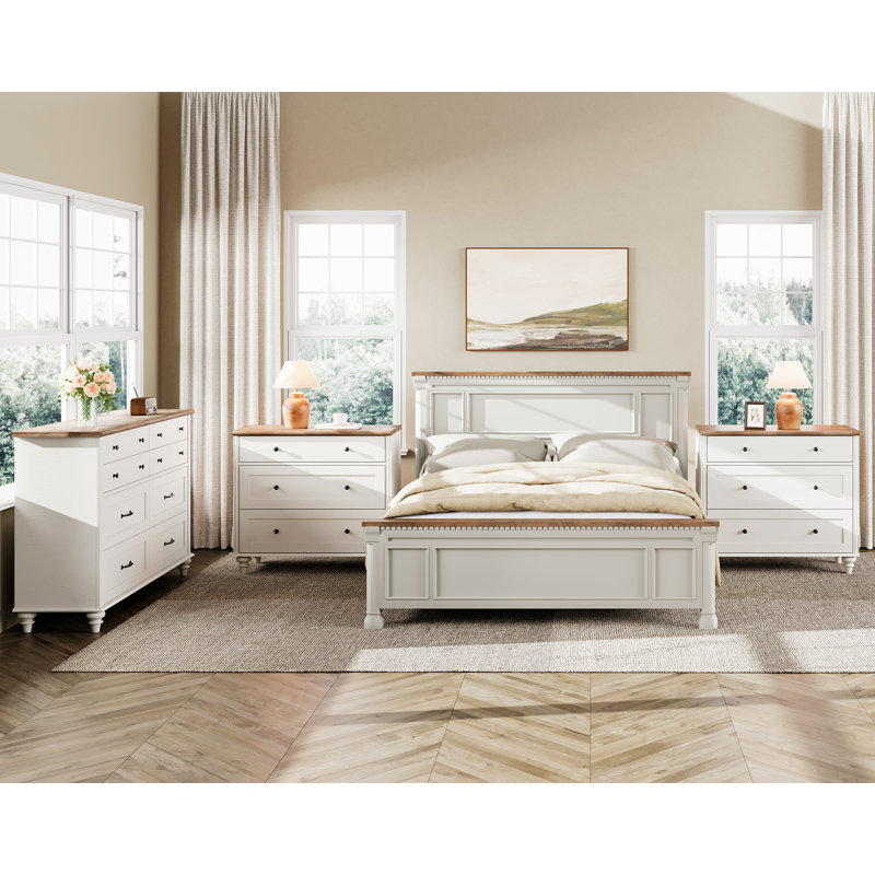 Ensemble de chambre à coucher 3 pièces Scarlett, Blanc cassé