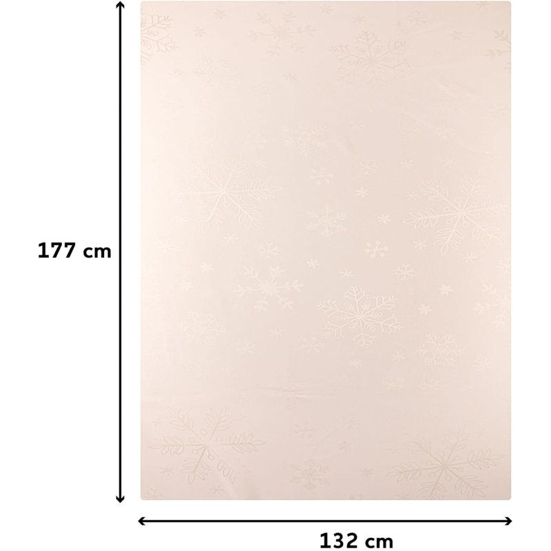 Christmas Tablecloth Blizzard Snowflake Embossed Design - 90in, Cream, 178cm L x 132cm W