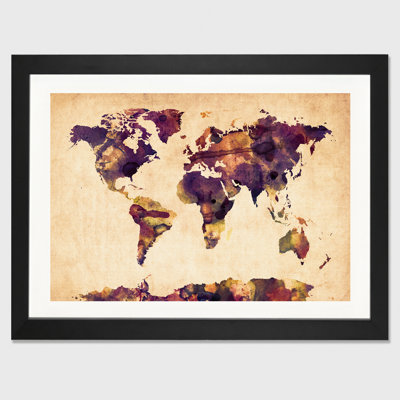 " Urban Watercolor World Map VI " by Michael Tompsett Watercolor Print